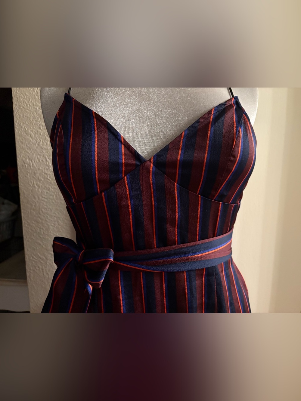 PrettyLittleThing Striped Slip Dress with Tie